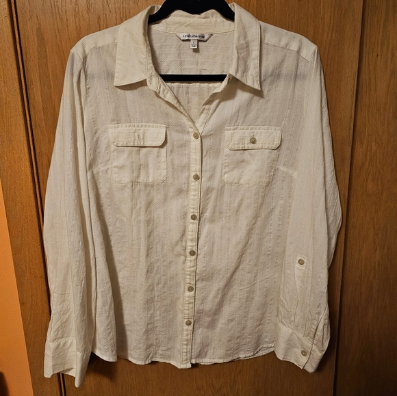 Vintage White Blouse Croft & Barrow L - Picture 2 of 6